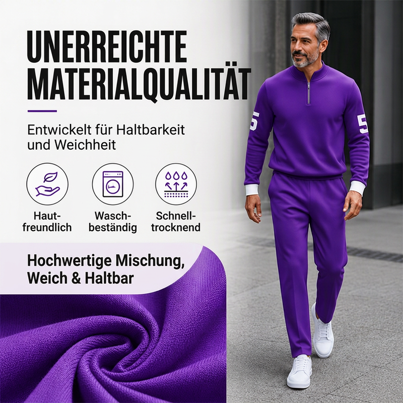 Herren-Casual-Set mit halblangem Reißverschluss: Pullover und Hose
