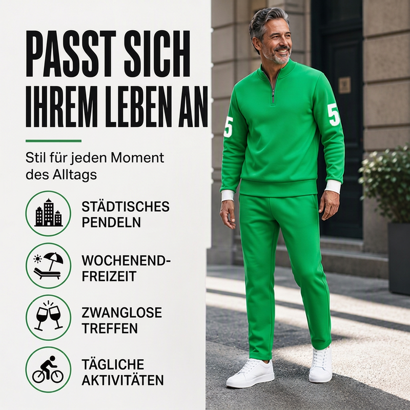 Herren-Casual-Set mit halblangem Reißverschluss: Pullover und Hose