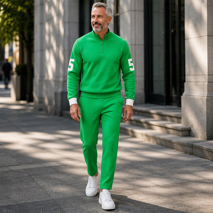 Herren-Casual-Set mit halblangem Reißverschluss: Pullover und Hose