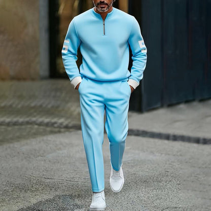Herren-Casual-Set mit halblangem Reißverschluss: Pullover und Hose