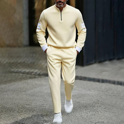 Herren-Casual-Set mit halblangem Reißverschluss: Pullover und Hose