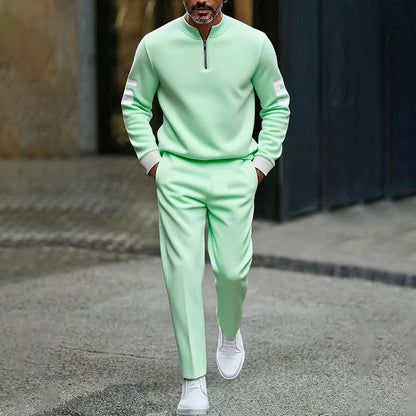 Herren-Casual-Set mit halblangem Reißverschluss: Pullover und Hose