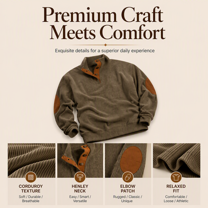 Men's Corduroy Stand Collar Sweatshirt