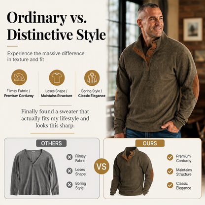 Men's Corduroy Stand Collar Sweatshirt