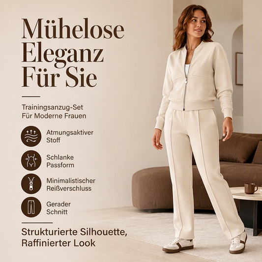 Damen-Set aus Jacke mit Reißverschluss und gerade geschnittenen Hosen