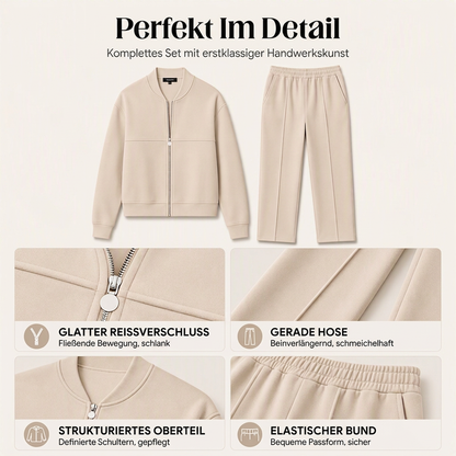 Damen-Set aus Jacke mit Reißverschluss und gerade geschnittenen Hosen