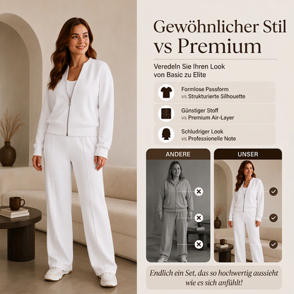 Damen-Set aus Jacke mit Reißverschluss und gerade geschnittenen Hosen