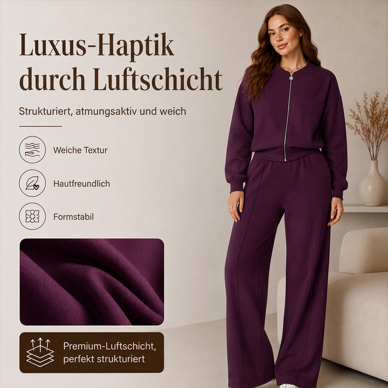 Damen-Set aus Jacke mit Reißverschluss und gerade geschnittenen Hosen