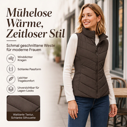 Damen gesteppte Stehkragen-Pufferweste