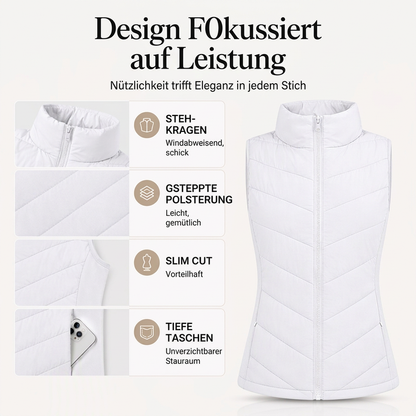 Damen gesteppte Stehkragen-Pufferweste