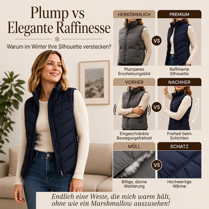 Damen gesteppte Stehkragen-Pufferweste
