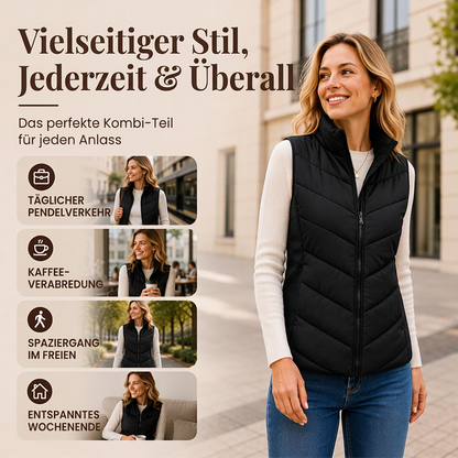 Damen gesteppte Stehkragen-Pufferweste