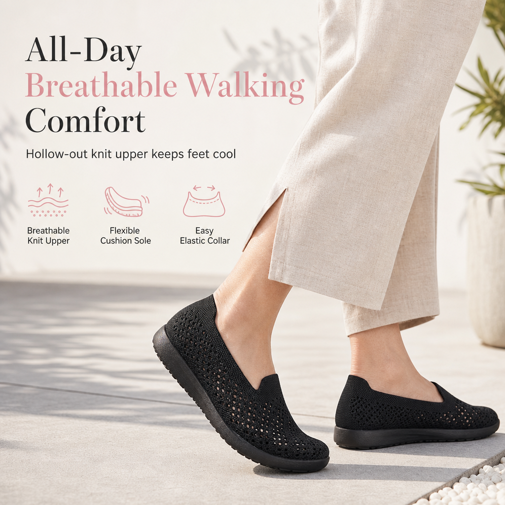 📢📢50% Rabatt!!! 🎉✨ Damen Slip-On Schuhe – atmungsaktiv & mit Lochmuster