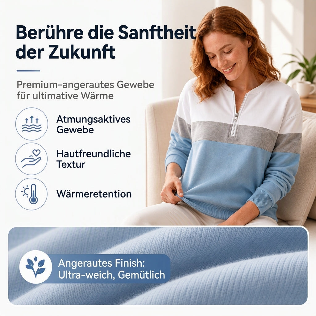 📢🎉50%Rabatt!!!🛍️✨Damen-Sweatshirt mit Farbblock und halbem Reißverschluss