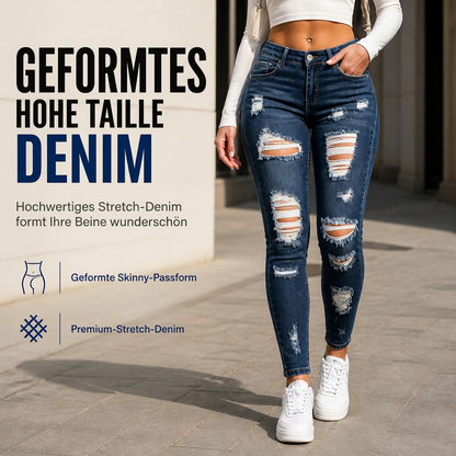 📢🎉50%Rabatt!!!🛍️✨Damen High Waist Ripped Skinny Jeans, Destroyed Dehnbare Denim-Hose
