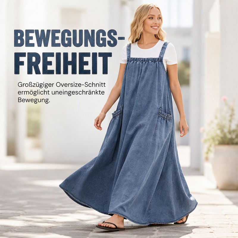 📢🎉50%Rabatt!!!🛍️✨Übergroßes lässiges Jeans-Maxikleid mit Trägern für Damen