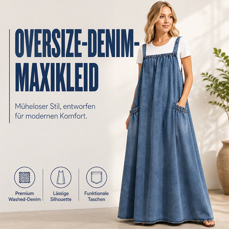 📢🎉50%Rabatt!!!🛍️✨Übergroßes lässiges Jeans-Maxikleid mit Trägern für Damen