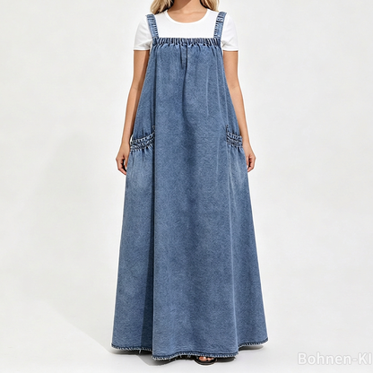 📢🎉50%Rabatt!!!🛍️✨Übergroßes lässiges Jeans-Maxikleid mit Trägern für Damen