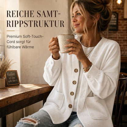 📢📢50% Rabatt!!! 🎉✨ Lässige Cord-Strickjacke mit V-Ausschnitt für Damen