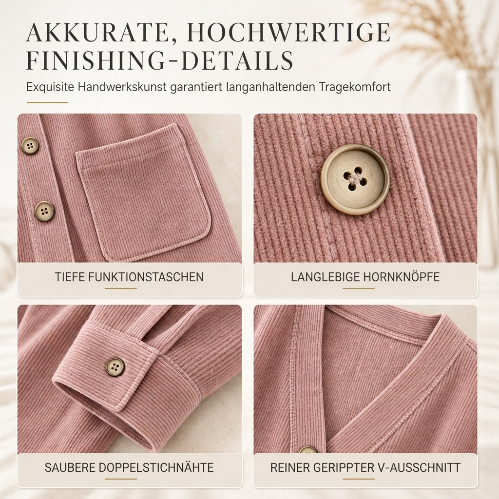 📢📢50% Rabatt!!! 🎉✨ Lässige Cord-Strickjacke mit V-Ausschnitt für Damen
