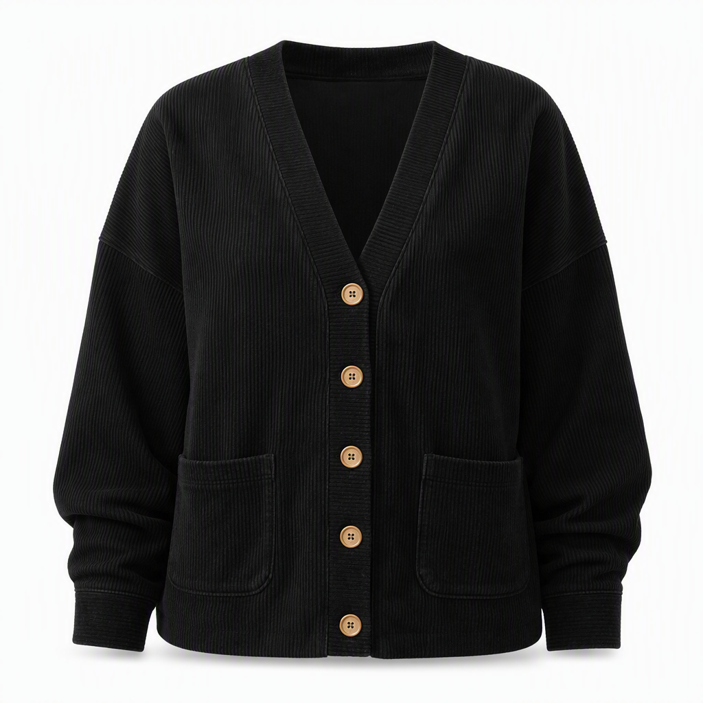 📢📢50% Rabatt!!! 🎉✨ Lässige Cord-Strickjacke mit V-Ausschnitt für Damen