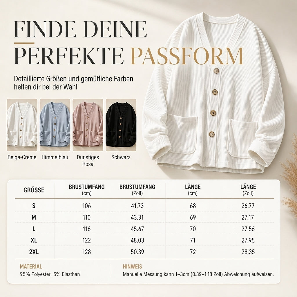 📢📢50% Rabatt!!! 🎉✨ Lässige Cord-Strickjacke mit V-Ausschnitt für Damen