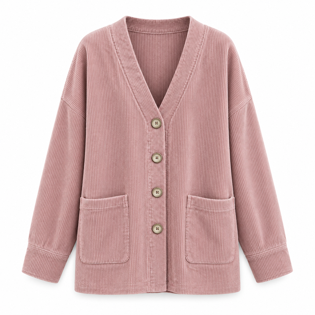 📢📢50% Rabatt!!! 🎉✨ Lässige Cord-Strickjacke mit V-Ausschnitt für Damen