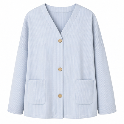 📢📢50% Rabatt!!! 🎉✨ Lässige Cord-Strickjacke mit V-Ausschnitt für Damen