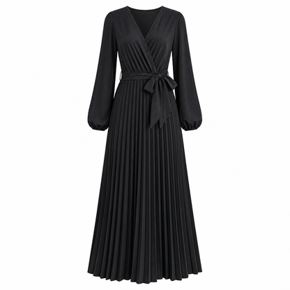 📢📢50% Rabatt!!! 🎉✨ Elegantes Damen-Maxikleid im Wickellook mit V-Ausschnitt & Falten