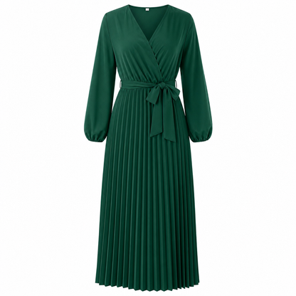 📢📢50% Rabatt!!! 🎉✨ Elegantes Damen-Maxikleid im Wickellook mit V-Ausschnitt & Falten