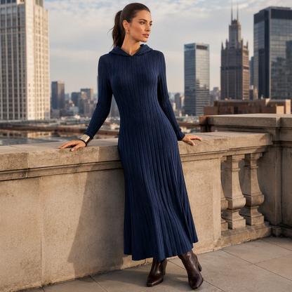 📢🎉50%Rabatt!!!🛍️✨Legeres Kapuzenkleid aus Rippstrick für Damen