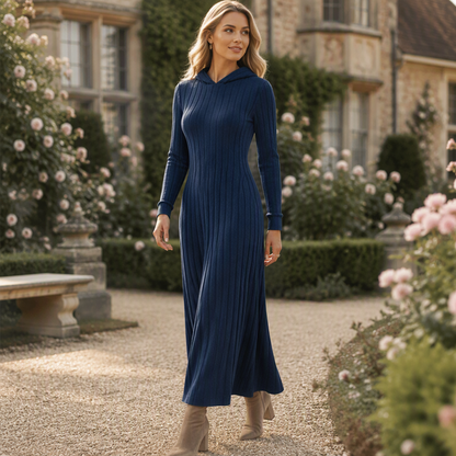 📢🎉50%Rabatt!!!🛍️✨Legeres Kapuzenkleid aus Rippstrick für Damen