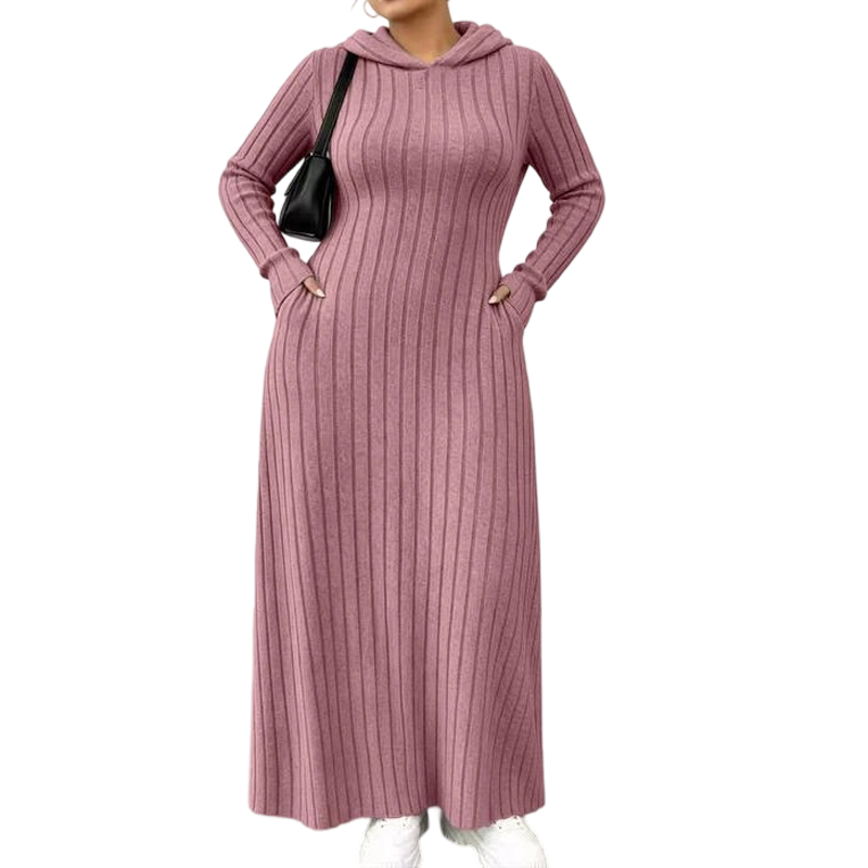 📢🎉50%Rabatt!!!🛍️✨Legeres Kapuzenkleid aus Rippstrick für Damen