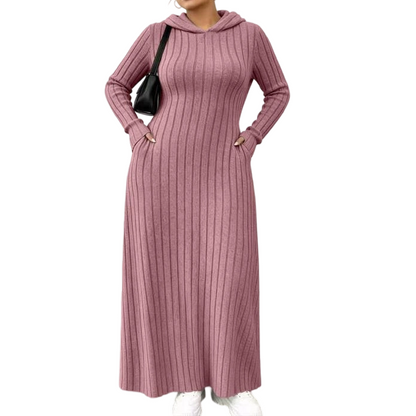 📢🎉50%Rabatt!!!🛍️✨Legeres Kapuzenkleid aus Rippstrick für Damen