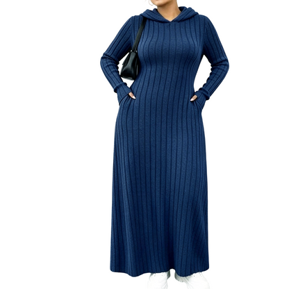 📢🎉50%Rabatt!!!🛍️✨Legeres Kapuzenkleid aus Rippstrick für Damen