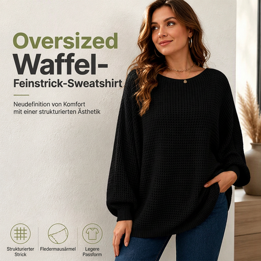 Locker gestrickter Damenpullover mit Fledermausärmeln