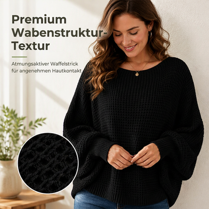 Locker gestrickter Damenpullover mit Fledermausärmeln
