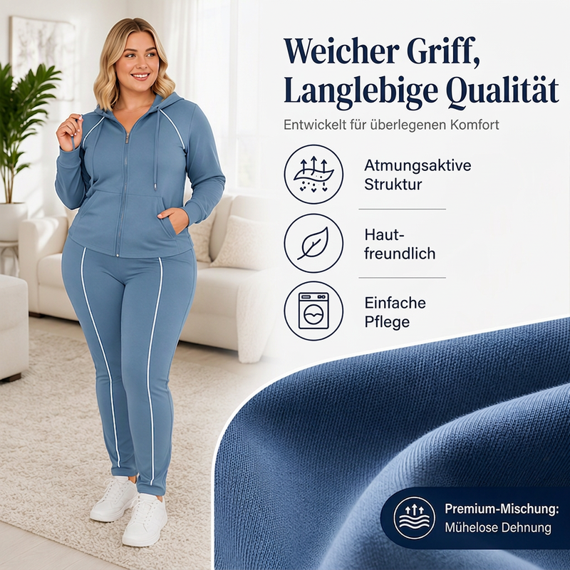 📢🎉50%Rabatt!!!🛍️✨Sportliches Kapuzenjacken- und Hosen-Set mit Reißverschluss für Damen