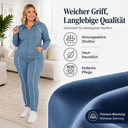 📢🎉50%Rabatt!!!🛍️✨Sportliches Kapuzenjacken- und Hosen-Set mit Reißverschluss für Damen
