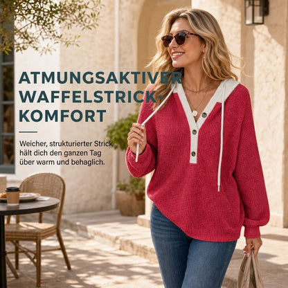 Locker sitzendes Strick-Kapuzenpullover für Damen