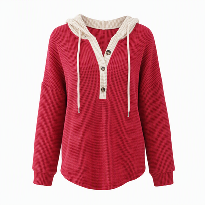 Locker sitzendes Strick-Kapuzenpullover für Damen