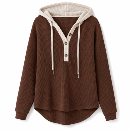 Locker sitzendes Strick-Kapuzenpullover für Damen