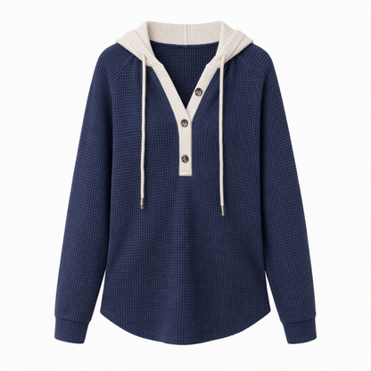 Locker sitzendes Strick-Kapuzenpullover für Damen