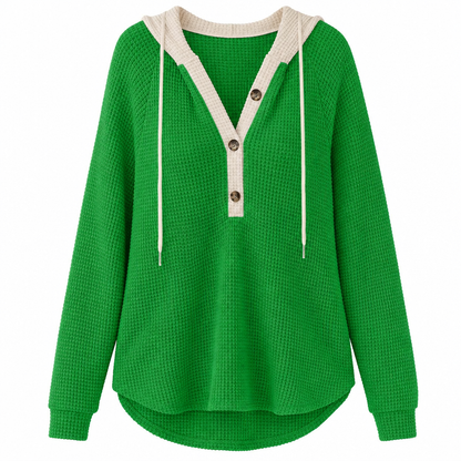 Locker sitzendes Strick-Kapuzenpullover für Damen