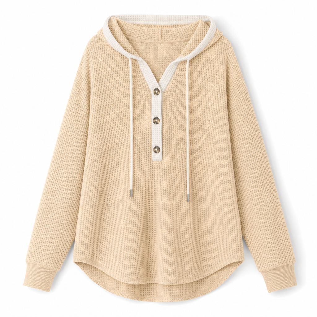 Locker sitzendes Strick-Kapuzenpullover für Damen