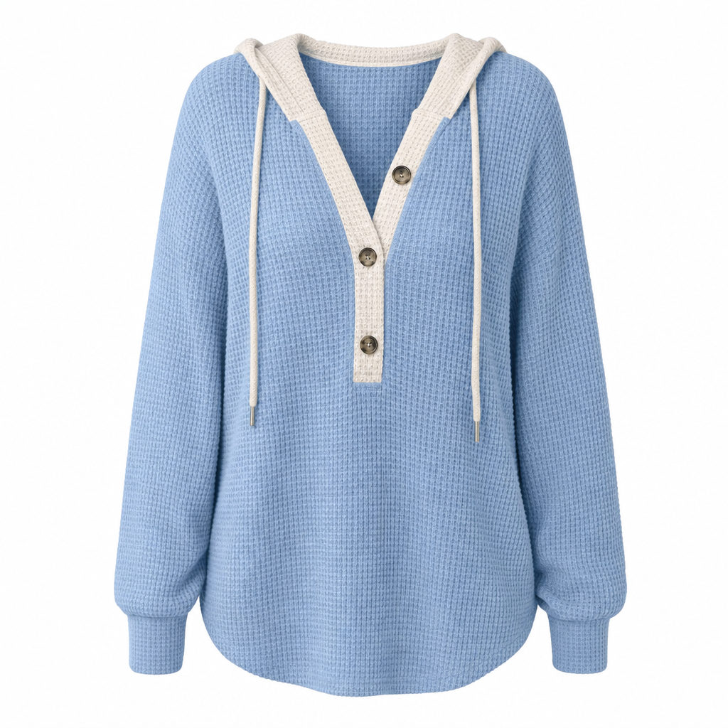 Locker sitzendes Strick-Kapuzenpullover für Damen