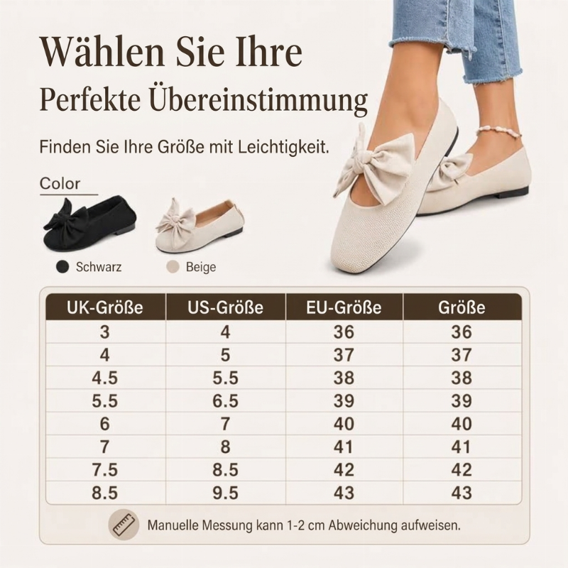 👢 Feminin & bequem – Flache Strick-Ballerinas mit Schleife – Eckige Zehenpartie, weicher Strick & vielseitig kombinierbar – Jetzt 50% Rabatt! versandfrei