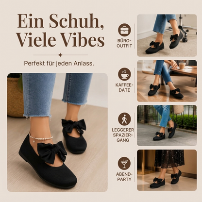 👢 Feminin & bequem – Flache Strick-Ballerinas mit Schleife – Eckige Zehenpartie, weicher Strick & vielseitig kombinierbar – Jetzt 50% Rabatt! versandfrei