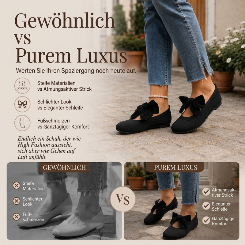 👢 Feminin & bequem – Flache Strick-Ballerinas mit Schleife – Eckige Zehenpartie, weicher Strick & vielseitig kombinierbar – Jetzt 50% Rabatt! versandfrei