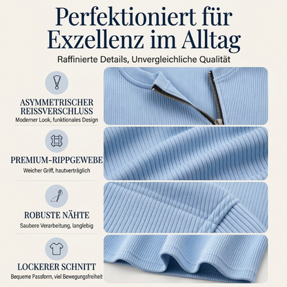 📢🎉50%Rabatt!!!🛍️✨Geripptes Damen-Oberteil mit asymmetrischem Reißverschluss